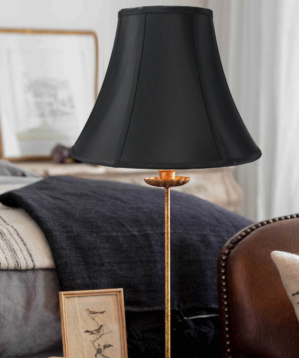 Black with Gold Lining Bell 14"W x 11"H Lampshade From LampsUSA