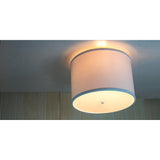 Moderne 14"W Flush Mount Conversion Kit  White Fabric Drum Lampshade From LampsUSA