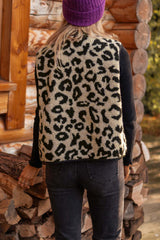 Black Leopard Print Sherpa Vest Coat From MsDressly