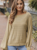 Apricot Eyelets Textured Lantern Sleeve Knit Jumper from MsDressly