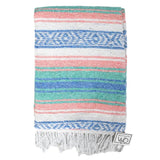 Mint, Blue & Coral Peach Mexican Falsa Blanket From West Path