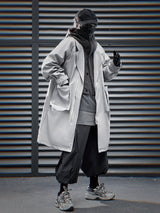 J36 Grey Urban Trench Coat with Hoodie from Niepce Inc