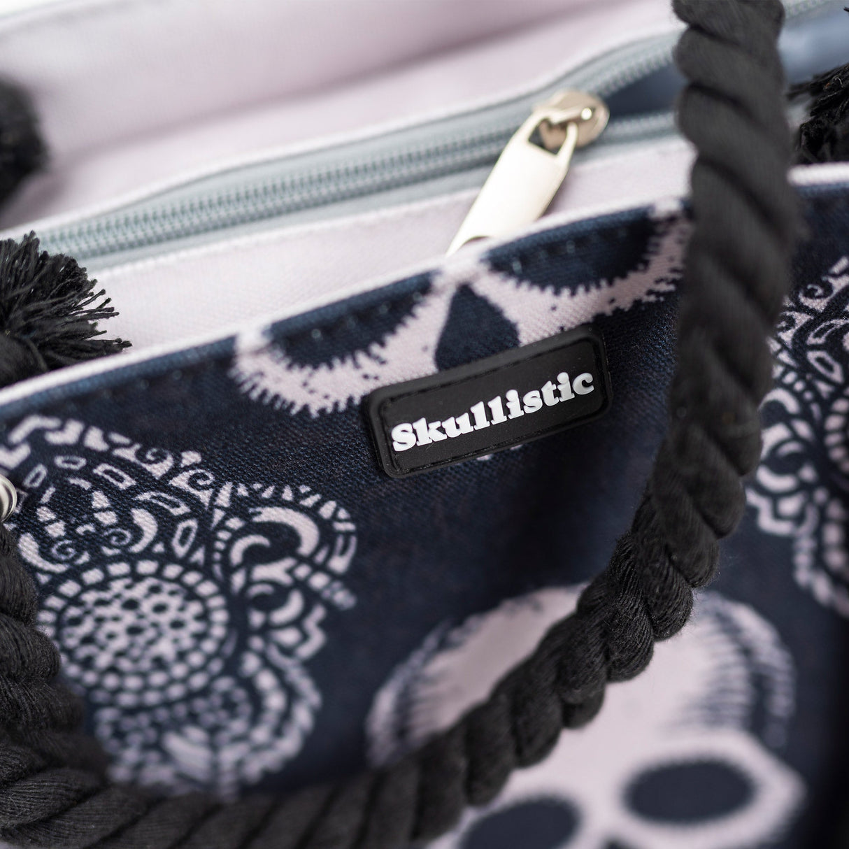 Gothic Black Skull Shoulder Beach Bag From Zapps Clothing