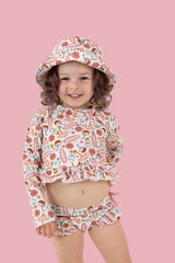 FUN IN THE SUN DREAM TWO-PIECE RASH GUARD RUFFLE SWIM SUIT from DREAM BIG LITTLE CO