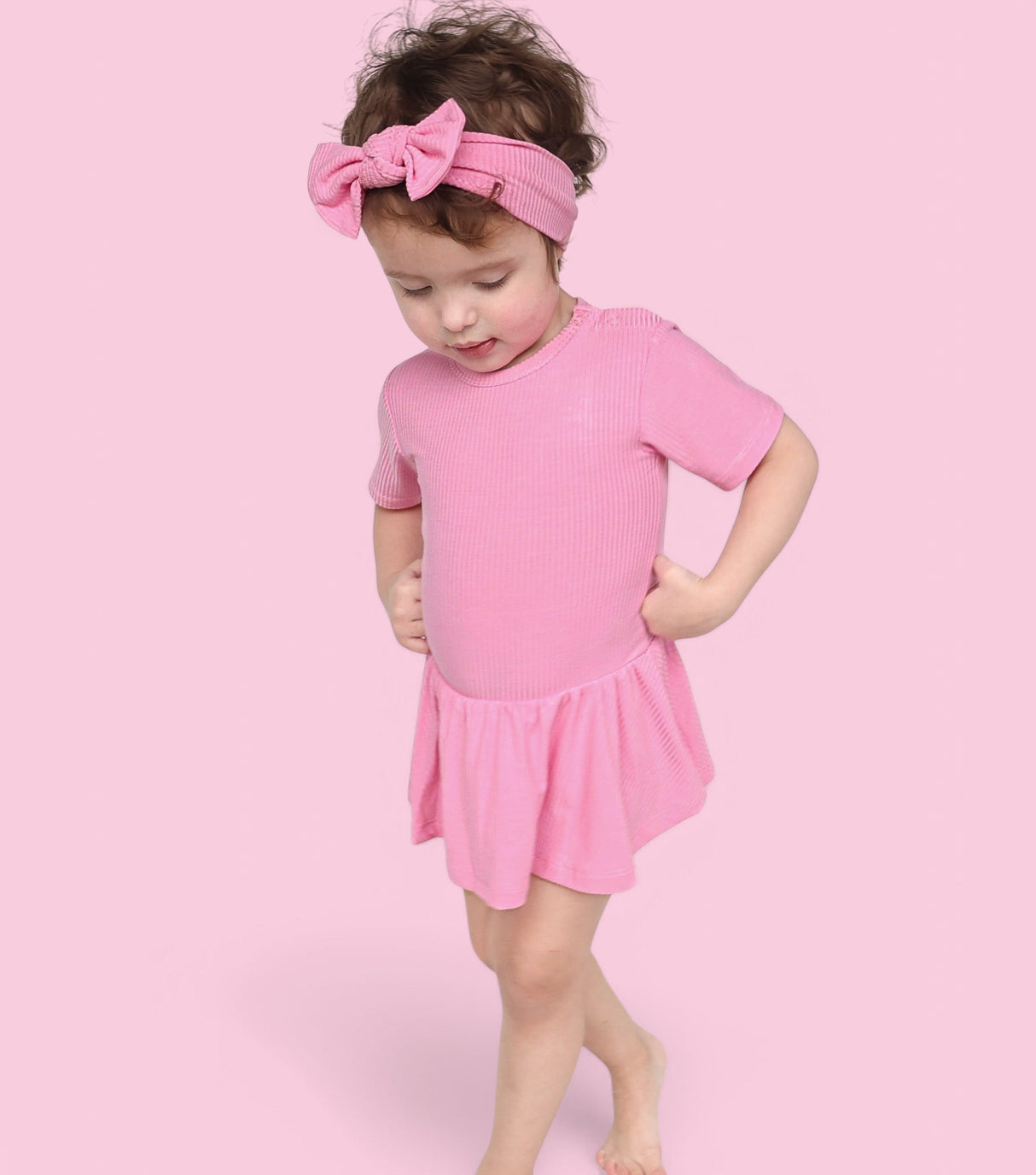 BELLA PINK RIB DREAM BODYSUIT DRESS from DREAM BIG LITTLE CO