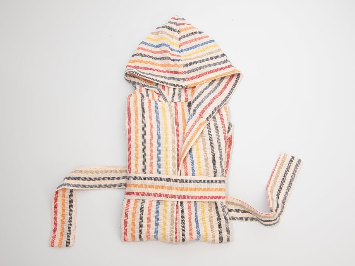 Rainbow Hooded Linen Kids Robe From Eastern Woven