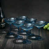 Cobalt Blue Colored Champagne Coupe Glasses 12oz Set of 6 by The Wine Savant - Toasting Glasses, Wedding Party Champagne Cocktail Blue Champagne Colored Glasses Prosecco, Mimosa, Home Bar Glassware from The Wine Savant