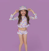 SWEET SUMMER DREAM RASH GUARD RUFFLE TWO-PIECE SWIM SUIT from DREAM BIG LITTLE CO