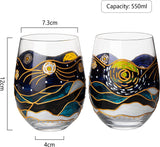 Vincent Van Gogh Wine Glasses Artisanal Hand Painted Stemless Set of 2 - The Wine Savant - 2 Set of Tumblers - Artistic Gift Idea for Her, Him, Birthday, Housewarming - Extra Large Goblets (18.5 OZ) from The Wine Savant
