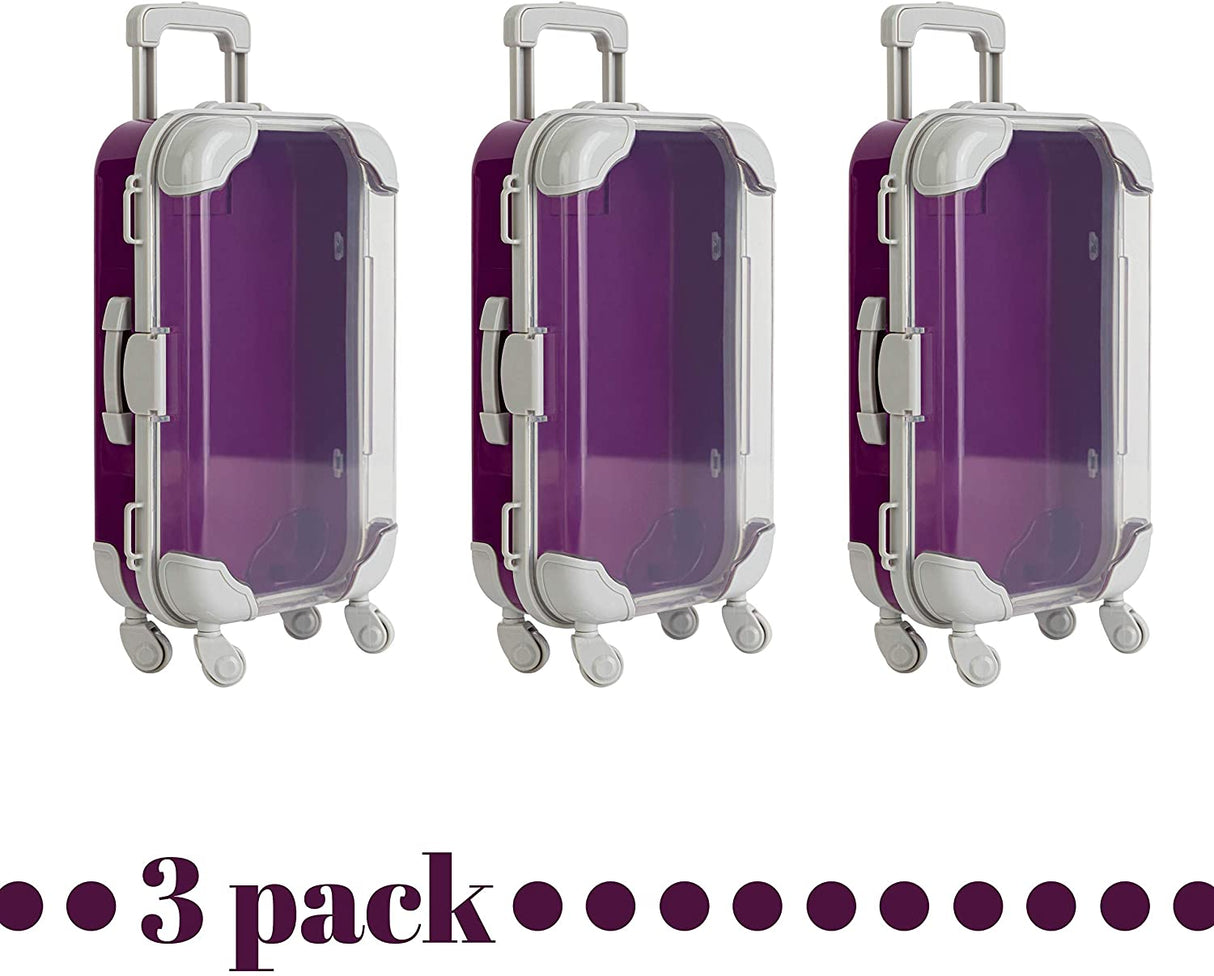 Purple Plastic Suitcase Candy Box 3 Pack  7.5"x5"x2.5" from Hammont