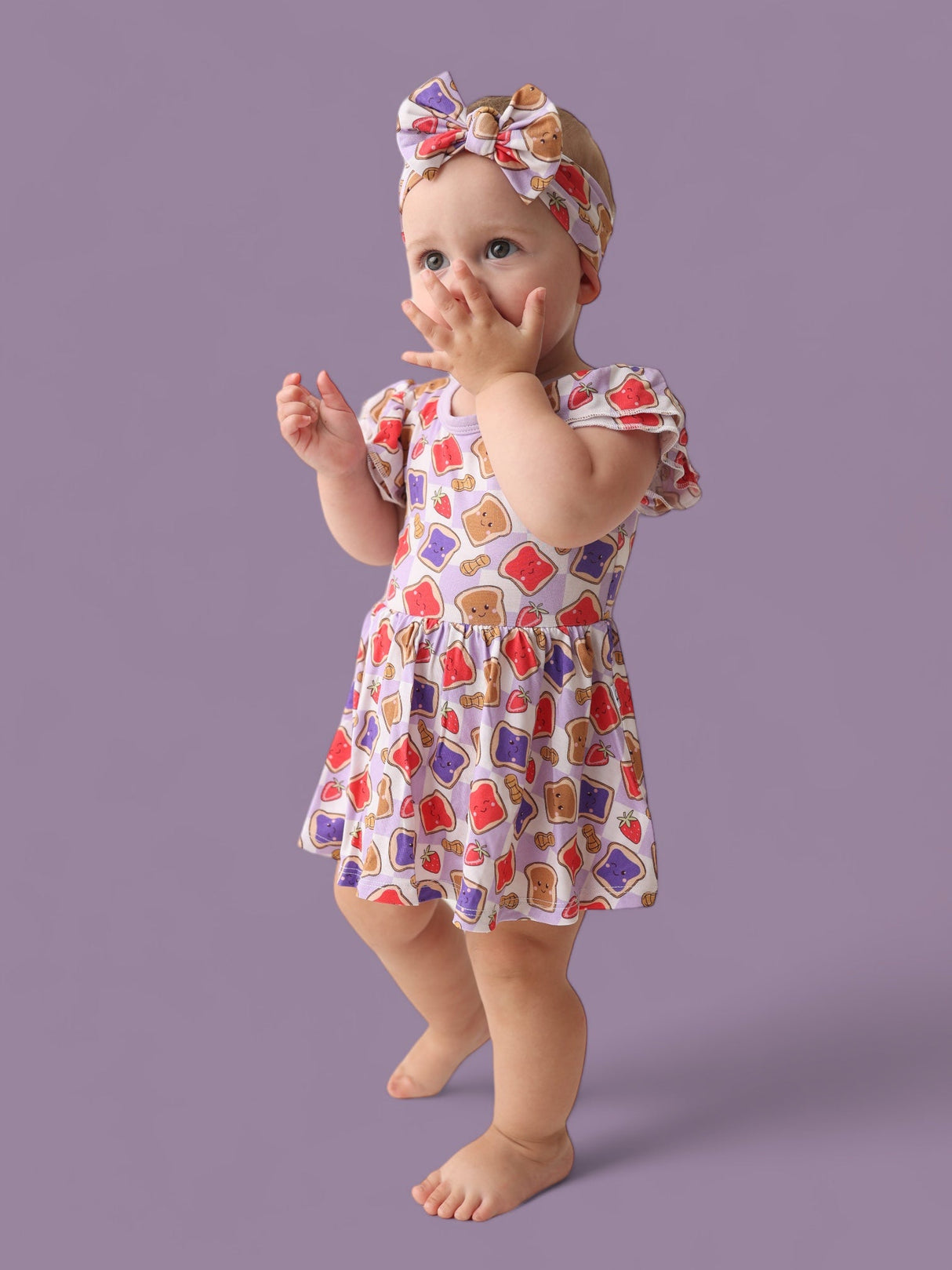 EXCLUSIVE PEANUT BUTTER JELLY TIME DREAM CAP SLEEVE BODYSUIT DRESS from DREAM BIG LITTLE CO