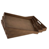 Wooden Rustic Nested Tray 5 Pack Set Of Rectangular Dark Brown from Hammont