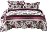 DaDa Bedding Bohemian Purple Blooms Floral Garden Pink Brown Bedspread Set (KBJ1629) from DaDalogy Bedding Collection