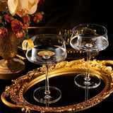 Luxury Martini Glass Set of 2 | 10oz | Crystal Luxury Martini with Silver Spoon, Premium Hand-Blown | Classic Cocktail & Champagne Clear Coupes For Manhattan, Cosmopolitan, Sidecar, Speakeasy Goblets from The Wine Savant