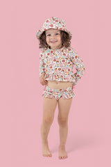 FUN IN THE SUN DREAM TWO-PIECE RASH GUARD RUFFLE SWIM SUIT from DREAM BIG LITTLE CO