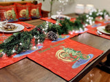 DaDa Bedding Red Santa Claus Christmas Tree Woven Tapestry Dining Table Runner (17615) from DaDalogy Bedding Collection