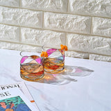 Artisanal Hand Painted Whiskey - Gift for Dad, Friends, Boyfriends, Renaissance Romantic Stain-glassed Windows Cocktail Glasses Set of 2 - Gift Idea for Birthday, Housewarming - 9.6 OZ Glassware from The Wine Savant