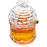 Crystal Bee Honey Dish Jar, Gift 6" - Glass Honey Pot with Dipper and Lid Cover for Home Kitchen Honey and Syrup, Gorgeous Bee Decor Beehive Honey Pot, Great for Jam, Honey, Jelly 14oz from The Wine Savant