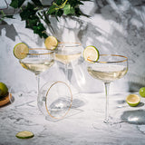 Coupe Cocktail Glasses 7 oz, Set of 4 Classic Manhattan Glasses For Cocktails, Libbey Champagne Coupe, Classic Coupe Glasses with Gold Rim, Crystal with Stems Wine Savant from The Wine Savant
