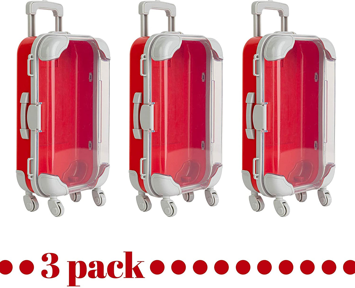 Red Plastic Suitcase Candy Box 3 Pack 7.5"x5"x2.5" from Hammont
