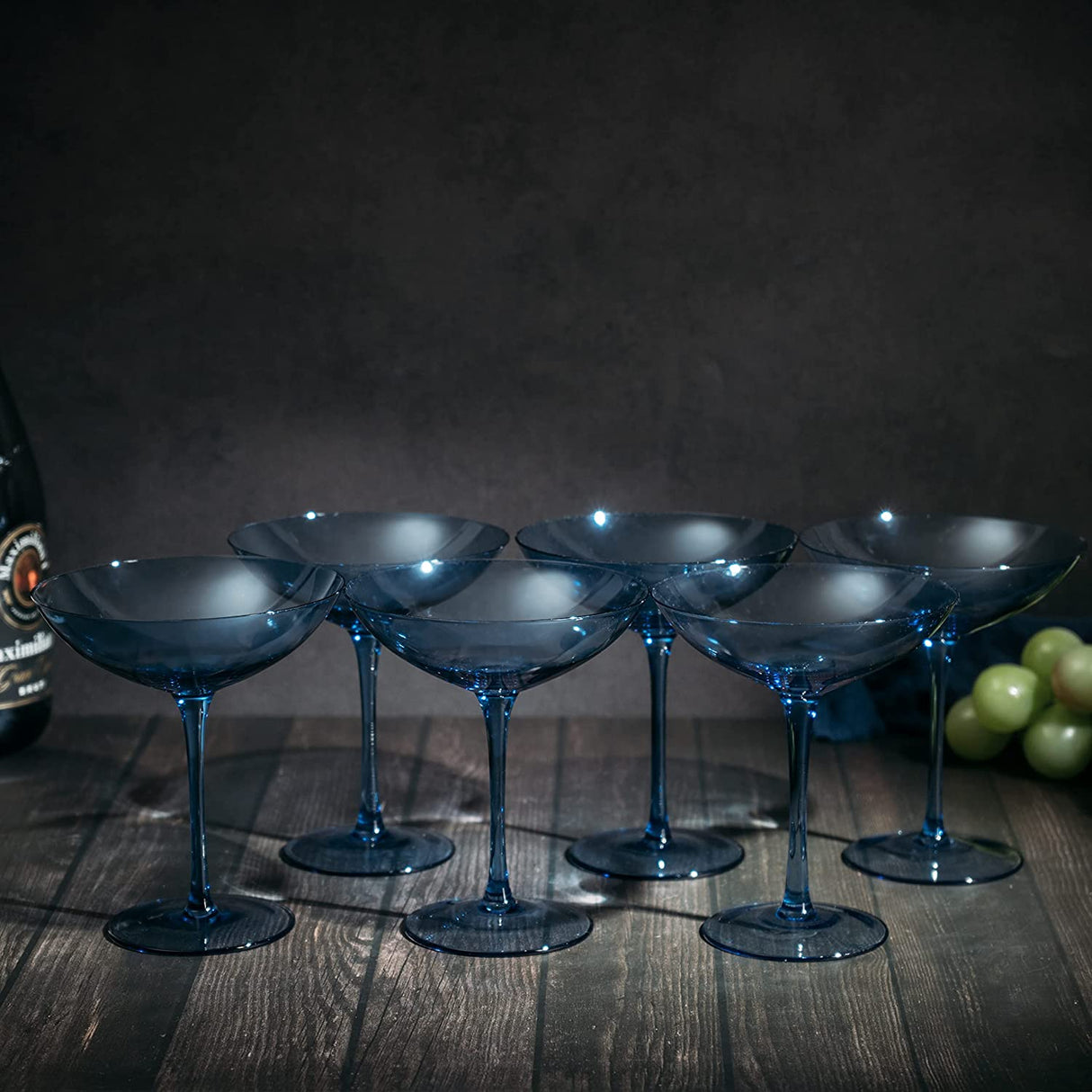 Cobalt Blue Colored Champagne Coupe Glasses 12oz Set of 6 by The Wine Savant - Toasting Glasses, Wedding Party Champagne Cocktail Blue Champagne Colored Glasses Prosecco, Mimosa, Home Bar Glassware from The Wine Savant