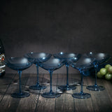 Cobalt Blue Colored Champagne Coupe Glasses 12oz Set of 6 by The Wine Savant - Toasting Glasses, Wedding Party Champagne Cocktail Blue Champagne Colored Glasses Prosecco, Mimosa, Home Bar Glassware from The Wine Savant
