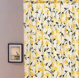 DaDa Bedding Set of 2 Botanical Floral Window Curtain Panels - Natural Semi Sheer Yellow Fleur Golden Orange Spring Time Tulips Straight Tailored Edge from DaDalogy Bedding Collection