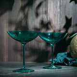 Champagne Coupes 12oz by The Wine Savant - Colorful Champagne Glasses, Prosecco, Mimosa Glasses Set, Cocktail Glass Set, Bar Glassware Luster Glasses (2, Teal) from The Wine Savant