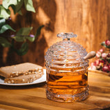 Crystal Bee Honey Dish Jar, Gift 6" - Glass Honey Pot with Dipper and Lid Cover for Home Kitchen Honey and Syrup, Gorgeous Bee Decor Beehive Honey Pot, Great for Jam, Honey, Jelly 14oz from The Wine Savant