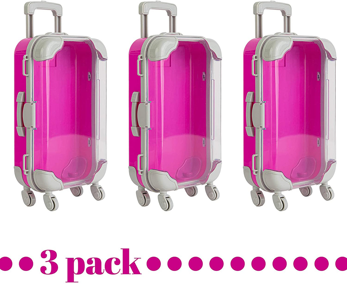 Pink Plastic Suitcase Candy Box 3 Pack 7.5"x5"x2.5" from Hammont