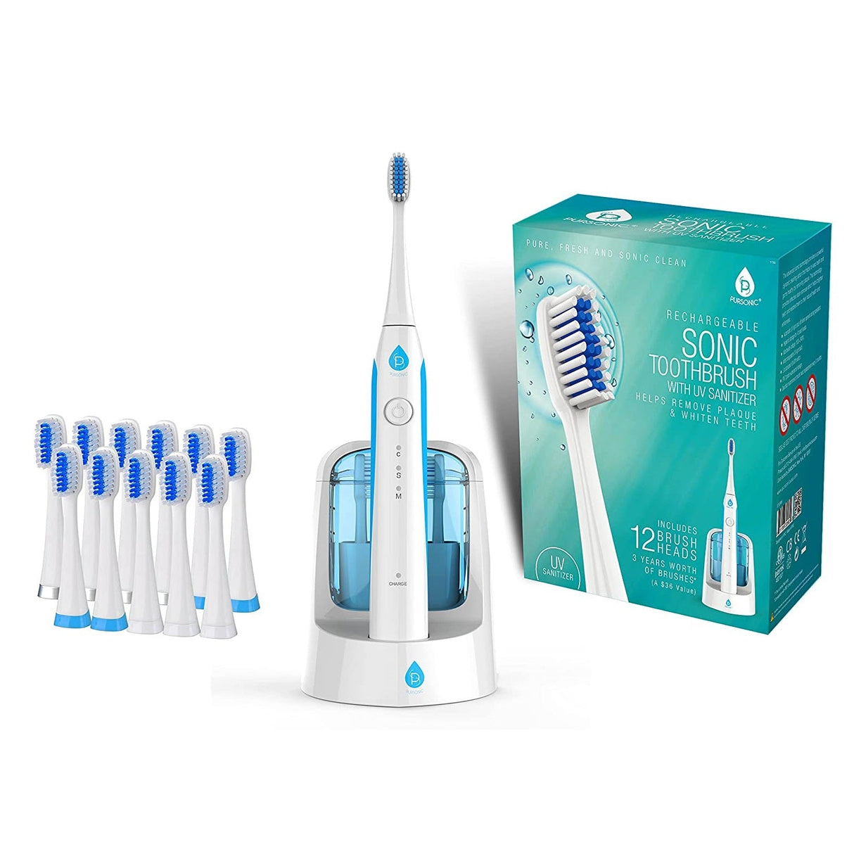 Electric Smart Series Rechargeable Toothbrush with UV Sanitizing Function from Pursonic