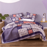 DaDa Bedding Peachy Pink Floral Blossoms Plum Purple Patchwork Quilted Bedspread Set - Designed in USA (JHW877) from DaDalogy Bedding Collection