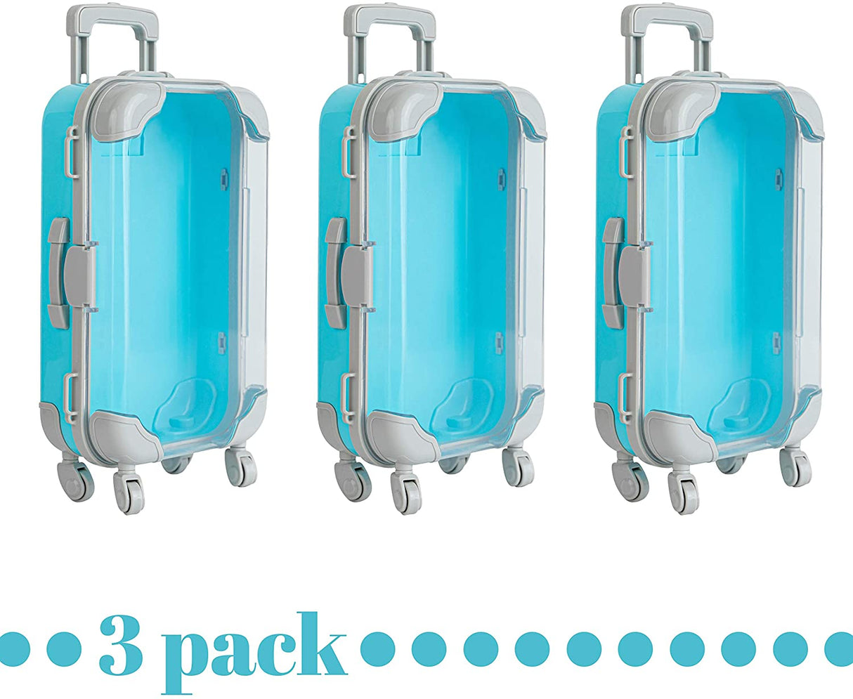 Blue Plastic Suitcase Candy Box 3 Pack 7.5"x5"x2.5" from Hammont