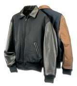 Big and Tall Men's Executive Leather Varsity Jacket Union Made in USA From Reed Leather