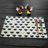 DaDa Bedding Set of 4-Pieces Lovely Yellow & Black Hearts Tapestry Dining Table Placemats 13” x 19” (18113) from DaDalogy Bedding Collection