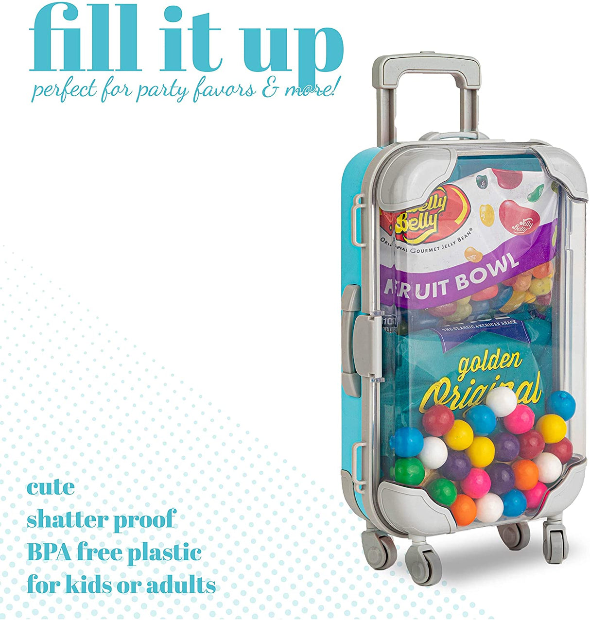 Blue Plastic Suitcase Candy Box 3 Pack 7.5"x5"x2.5" from Hammont
