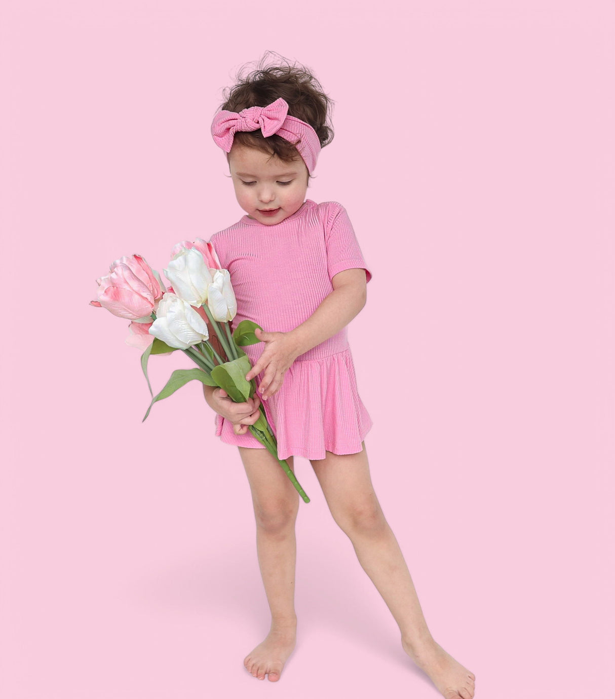 BELLA PINK RIB DREAM BODYSUIT DRESS from DREAM BIG LITTLE CO
