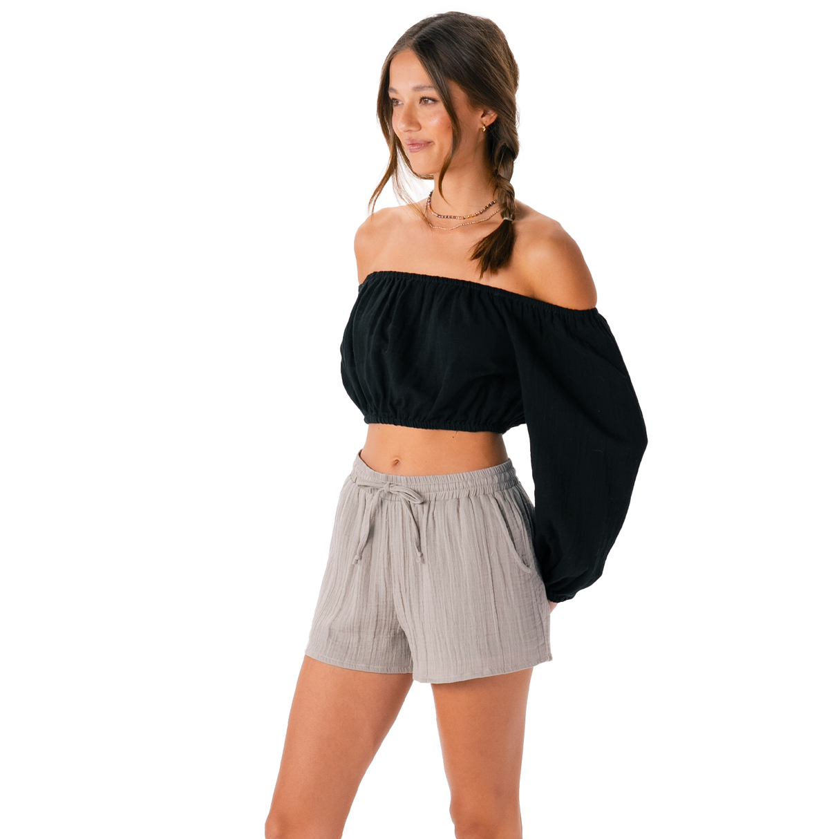 Stone Cotton Cabana Shorts From LotusAndLuna