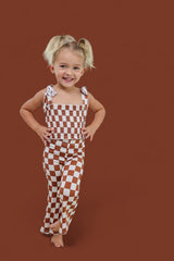 COPPER CHECKERS DREAM SMOCKED FLARE SET from DREAM BIG LITTLE CO