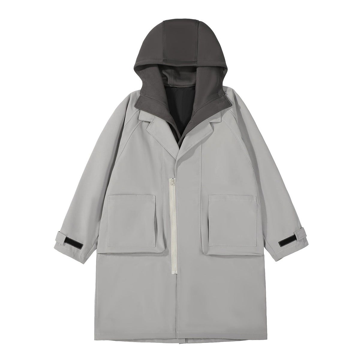 J36 Grey Urban Trench Coat with Hoodie from Niepce Inc