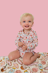FUN IN THE SUN DREAM TWO-PIECE RASH GUARD RUFFLE SWIM SUIT from DREAM BIG LITTLE CO