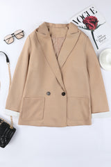 Apricot Buttoned Lapel Collar Blazer with Pocket from MsDressly