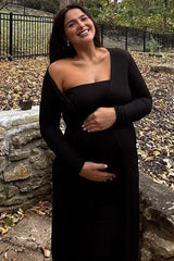 Black Ribbed Sleeveless Dress Cardigan Maternity Set from PinkBlush