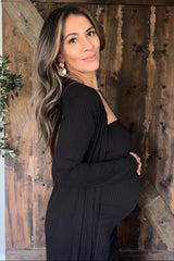 Black Ribbed Sleeveless Dress Cardigan Maternity Set from PinkBlush