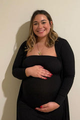 Black Ribbed Sleeveless Dress Cardigan Maternity Set from PinkBlush