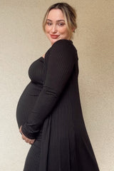 Black Ribbed Sleeveless Dress Cardigan Maternity Set from PinkBlush