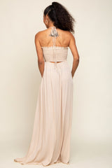 Beige Smocked Halter Maxi Dress from PinkBlush