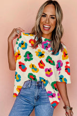 Apricot Leopard Drop Shoulder Oversize Tee from MsDressly