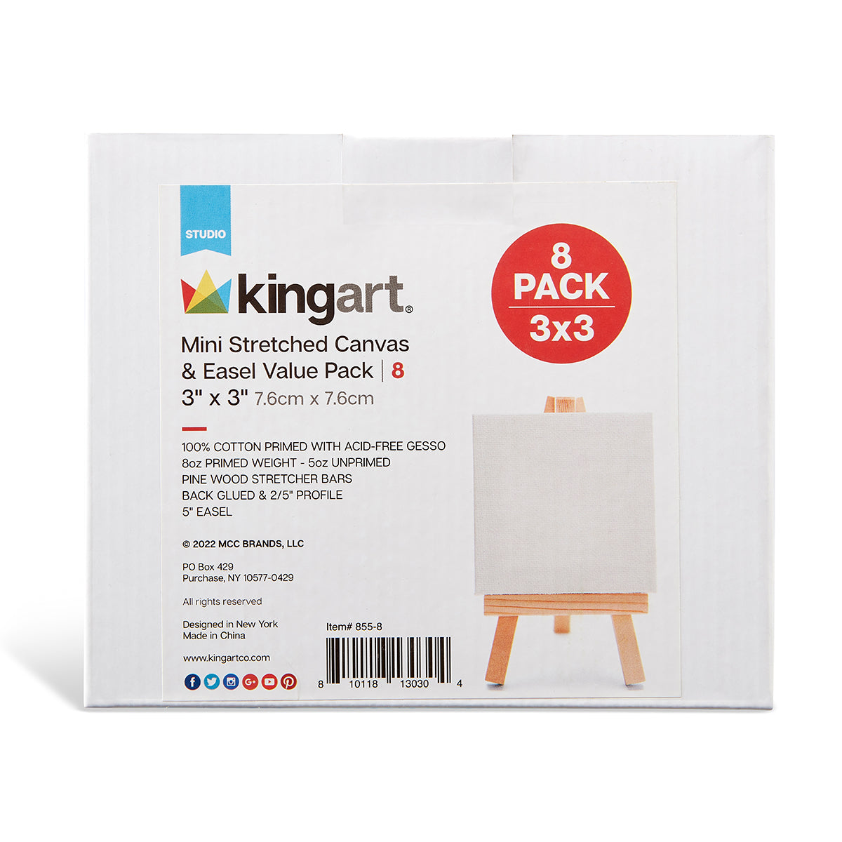Canvas & Easel Set 3x3 8 pc from KINGART