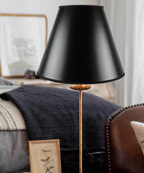 Bold Black with True Gold Lining Hard Back 14"W x 11"H Empire Lampshade From LampsUSA